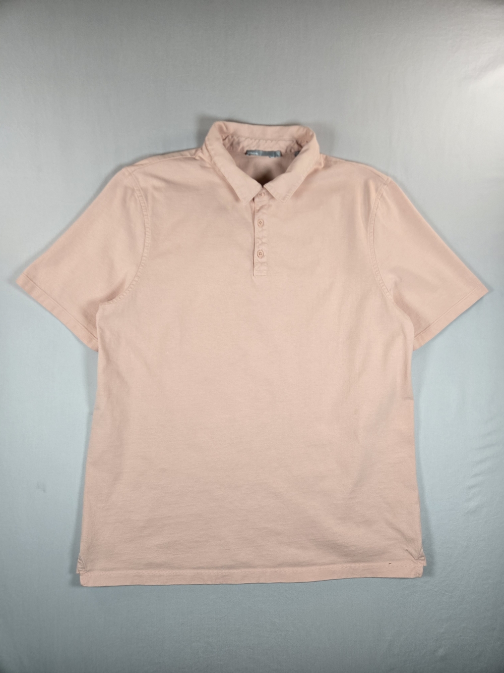 Vince Men's Garment-Dyed Cotton Jersey Polo Shirt Pink Peach Size Large